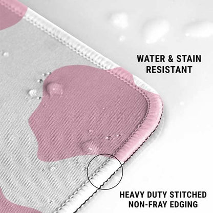 Skinit Medium Gaming Mouse Pad - Pink Cow Print Design with Stitched Edges, Waterproof, Non-Slip Rubber Base, Desk Mat for Keyboard & Mouse, 17.7" x 15.75" inches - color: Pink - PTTRNS06, size: 17.7" x 15.75"