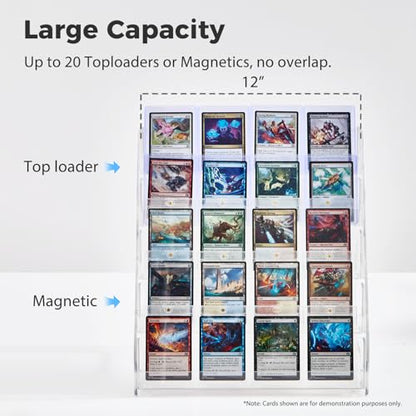 DEEIF 5 Tier Acrylic Trading Card Display Stand, 12" Display Shelf for Magnetic Card Holders, Toploaders, PSA Graded Cards, TCG Sports Card Collection (5Tier, 1Pack) - size: 5 Tier, 1 Pack
