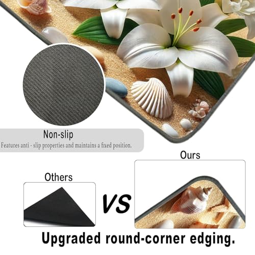 Nuxovilar Beach Lilies & Seashells Dryer Cover for the Top, Non-slip Washer & Dryer Protector, 23.62"x19.68" Dust-proof Washing Machine Mat, Diatom Mud Polyester Top Pad for Laundry Room - color: YHC00301