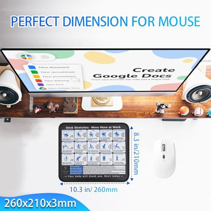Desk Stretches Mouse Pad, Office Posture Exercise Guide Desk Mat, Non-Slip Smooth Mousepad for RSI Relief Remote Workers Gamers - color: Desk Stretches & Posture