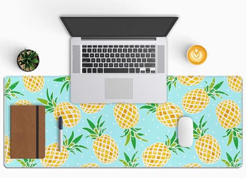 Pineapple Extended Big Mouse Pad Large,XL Gaming Mouse Pad Desk Pad,31.5x11.8inch Long Computer Keyboard Mouse Mat Mousepad with 3mm Non-Slip Base and Stitched Edge for Home Office Work - color: Pineapple