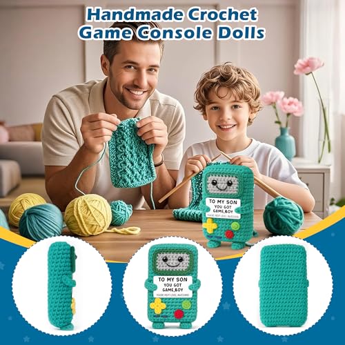 Busy Gaming Life Son Gifts from Mom Dad, Birthday Graduation Gifts for Son, Gamer Gift for Son in Law Bonus Son, Positive Handmade Crochet Gift - style: Son