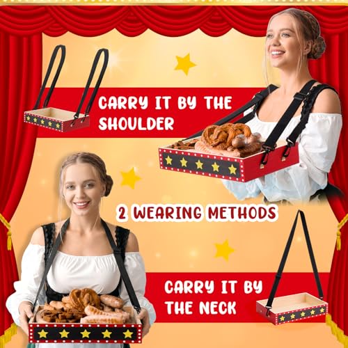 Movie Night Trays with Strap 15 x 10 x 3 Inch Wooden Snack Tray Party Wearable Serving Trays Usherette Popcorn Drink Beverage Carrier for Theater Family Room Film Carnival Prop Supplies(Star) - style: Star