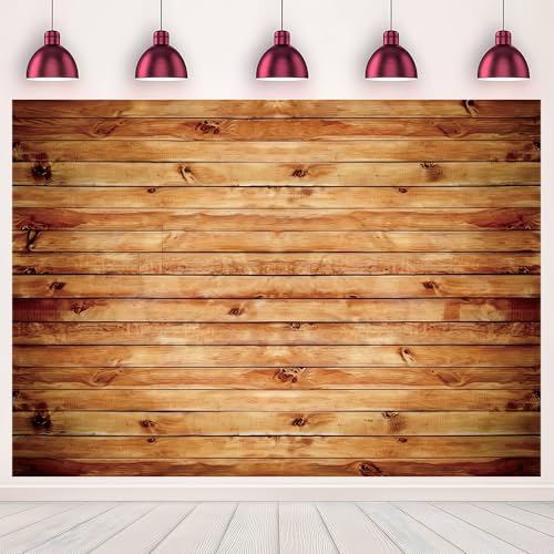 7x5FT Wood Wall Photo Backdrop Rustic Natural Wooden Board Photography Background Birthday Party Baby Shower Cake Table Decoration Banner Studio Booth Prop Supplies Polyester - size: 7X5FT