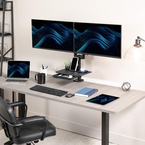 VIVO Steel 14 x 10 inch Pole Mount Shelf with Drawer for TV Cart, Speaker Stand, and More, Clamp-on Utility Storage Platform, Black, MOUNT-SF13D