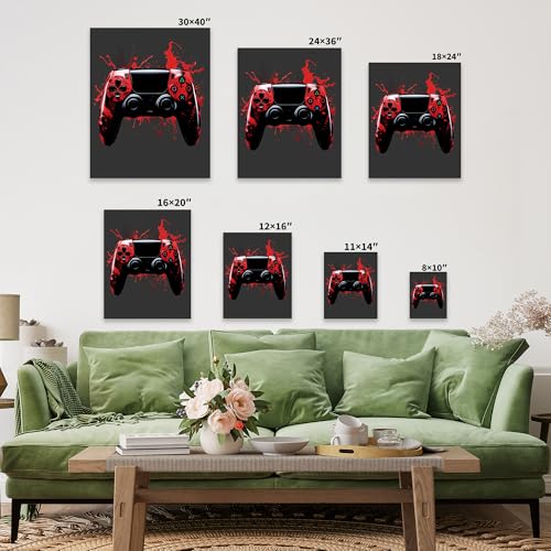 Poster Master 3-Piece Video Game Accessories Canvas - Red Gaming Print - Geeky & Gamer Art - Modern Graffiti Design - Great Game Room or Teen Boy's Room Wall Decor - Available in 8x10 to 30x40 - color: Style-14