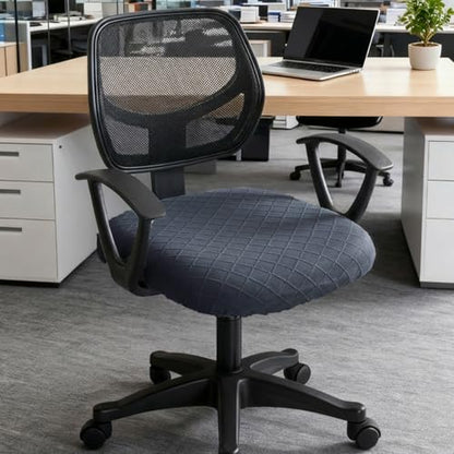 Stretch Jacquard Office Chair Cover, Removable Washable Desk Chair Cover, Anti-dust Seat Cushion Protectors - Dark Grey - color: Dark Grey, size: Chair Seat Cover