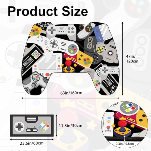 Gaming Area Rugs, Teen Boys Game Controller Shape Carpet Gamer Rugs for Boy’s Bedroom, Non-Slip Gamepad Rug for Children Playroom Living Room Game Room(Gamepad 1, 63" x 47") - color: Gamepad Rug 1, size: 3'11" x 5'3" (Rectangular)