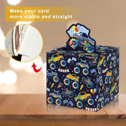 Azbuk Surprise Birthday Money Box for Cash Gift Pull Truck Lover | Included Happy Birthday Card and 35 Pcs Transparent Bags, Fun Birthday Gift for Women Men - color: multicolor1572