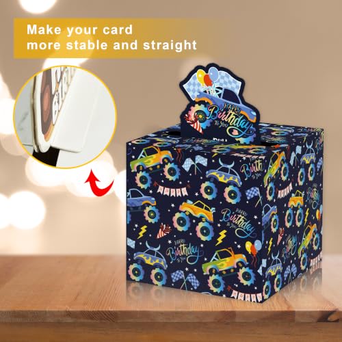 Azbuk Surprise Birthday Money Box for Cash Gift Pull Truck Lover | Included Happy Birthday Card and 35 Pcs Transparent Bags, Fun Birthday Gift for Women Men - color: multicolor1572