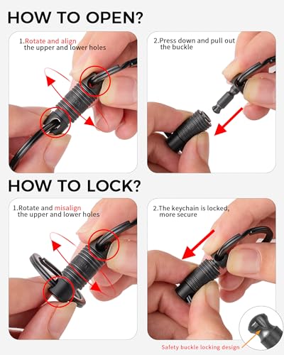 FEGVE Titanium Quick Release Swivel Keychain, Pull Apart Detachable Keychain Heavy Duty Car Key Holder with Key Rings - color: Black 1 Pack