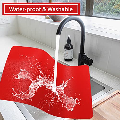 Wipeable Placemats Leather Table Mats Waterproof Heat-Resistant Easy to Clean for Dining Table Set Kitchen Table (2, Red) - color: Watermelon Red, size: set of 2