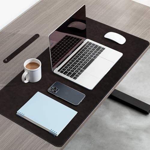 Large Gaming Desk Pad with Stitched Edges - 2mm Thickness Leather Mouse Mat, Non-Slip Base Desk Mat for Office/Home 31.5"x 15.7" L Black - color: Black, size: 31.5" x 15.7"