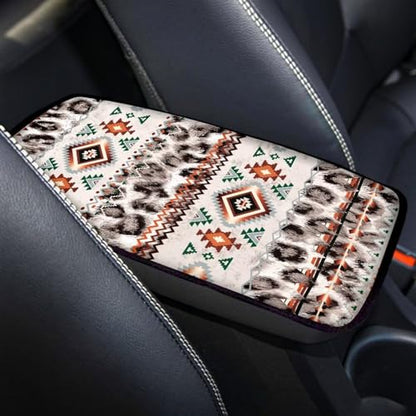 Wanyint Car Center Console Cover Anti-Slip Auto Armrest Cushion Cover Seat Box Pad Universal Fit for Most Vehicles, Aztec Leopard Print Beige - color: Aztec Leopard Print Beige
