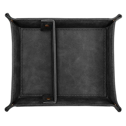 SITHON Valet Tray Desktop Storage Organizer, Removable 2 Compartments Catchall Tray Bedside Vanity Nightstand Caddy Holder Desk Storage Plate, Graduation, Black - color: Black