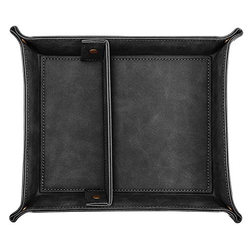 SITHON Valet Tray Desktop Storage Organizer, Removable 2 Compartments Catchall Tray Bedside Vanity Nightstand Caddy Holder Desk Storage Plate, Graduation, Black - color: Black