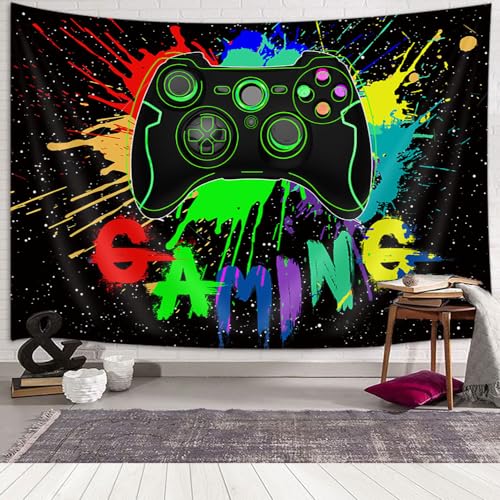 JAWO Gaming Wall Art, Cool Funny Game Room Decor for Boys & Men - Video Game Theme, Aesthetic Tapestry for Bedroom & Living Room, 60x40 inches (Green) - color: Green, size: 40"L x 60"W