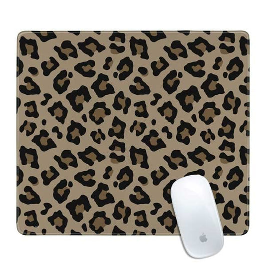 Skinit Small Gaming Mouse Pad - Leopard Print Design with Stitched Edges, Waterproof, Non-Slip Rubber Base, Desk Mat for Keyboard & Mouse, 12.6" x 11" inches - color: Brown - PTTRNS02, size: 12.6" x 11"
