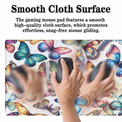 Colorful Butterfly Desk Mat Large Mouse Pad Blue Pink Purple Full Extended Gaming Computer Keyboard Mousepad for Home,Office 35.4"X15.7" - color: colorful Butterfly