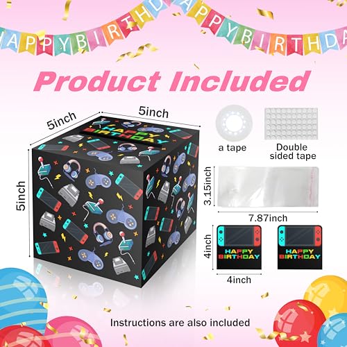 ISOVF Money Box for Cash Gift Birthday, Money Pull Box for Cash Gift DIY Set, Surprise Video Game Money Box Gifts for Gamer Lover, Gaming Birthday Party Decor-A02