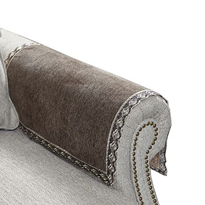 MINJIATEX Couch arm Covers,Non-Slip lace Sofa arm Covers Set of 2 Washable Sofa armrests Covers for Living Room Recliner Chair arm Cover Protectors for Leather Sofa armrest slipcover (HZW-Brown) - color: Brown