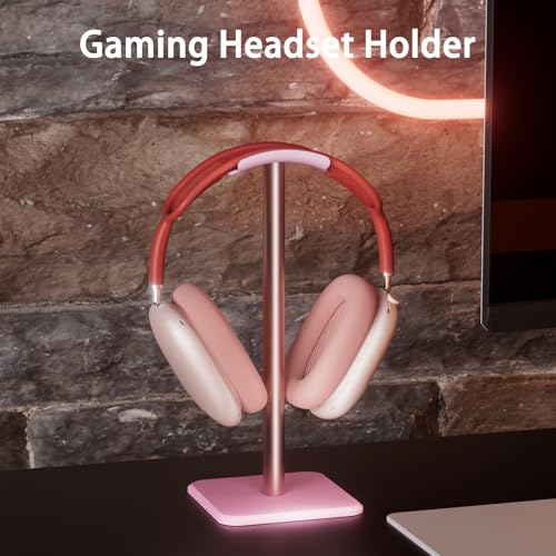 Headphone Stand - Headset Stand with Aluminum Hanger, Headphone Holder for AirPods Max, Sony, Bose, Beats and More (Pink) - color: Pink
