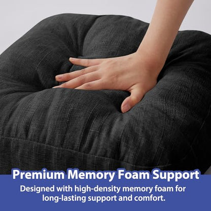 IASEAHK Chair Cushions, Foam Dining Chair Cushions, Tufted Indoor Chair Pads,16.5” x 16.5” x 3.5”, Set of 4, Black - color: Black, size: Pack of 4