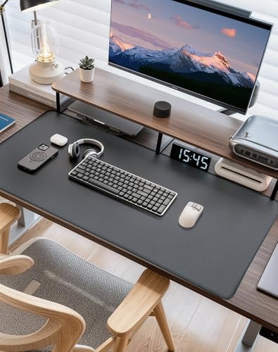 Reniteco Waterproof Large Gaming Mouse Pad with Durable Stitched Edges, Non-Slip Rubber Base, Grainy Jacquard Mouse Mat Desk Pad for Home Office Gaming, 35.4''x15.7''x0.12'', Matte Gray - color: Matte Gray, size: 35.4''x15.7''x0.12"