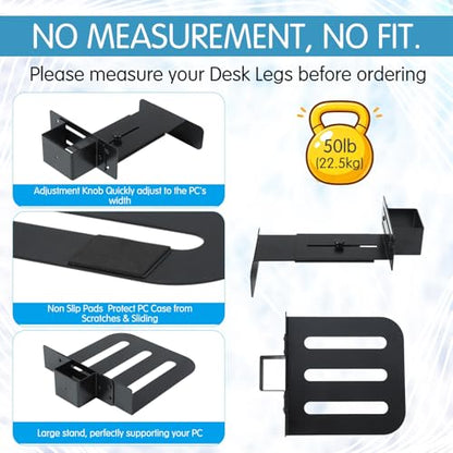Relaxweex Under Desk PC Mount for Standing Desk Fits 65mm×45mm Legs PC Under Desks Mount 50lb Capacity Computer Holder Under Table Adjustable Computer Holders Clamp on Leg Holder, with Non Slip Pads - size: 9.84 X 7.87 X 1.97 Inches