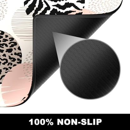 BOSOBO XXL Gaming Desk Mat, Leopard Dots Pink - 31.5 x 11.8 Inches, Full Cover - color: Leopard Polka Dot Circle, size: XL - 31.5 x 11.8 Inches