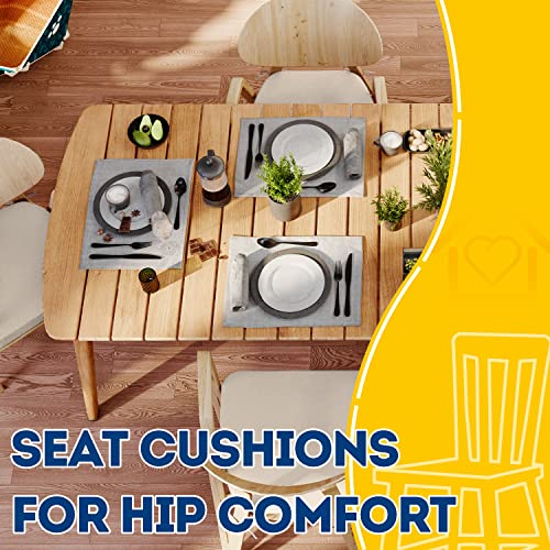 AAAAAcessories D-Shaped Chair Cushions, 2" Thick Dining Chair Pads with Ties and Removable, Machine-Washable Cover, 17" x 16", Set of 4, Oatmeal Beige - color: Oatmeal Beige, size: 4 Count(Pack of 1)