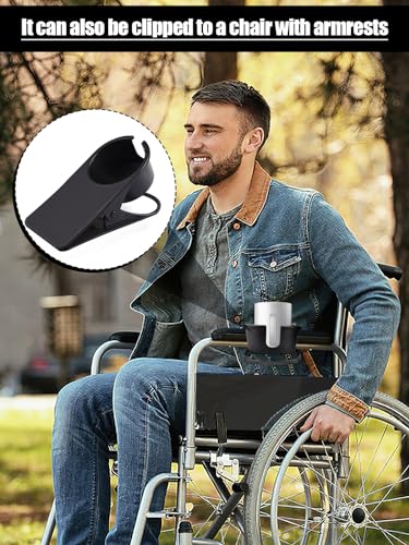 2PCS Drinking Cup Holder Clips, Kalolary Table Edge Cup Holder Clip Water Coffee Mug Holder Clip Desk Bottle Cup Stand Clip with Groove for Home & Office & Schoo (Black New) - color: 2PCS Black