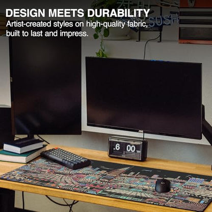 MPCO. Original Large Gaming Desk Mat – 36" x 17" Aeroglyde Masterpiece Ichiba-Night Full Desk Mouse Pad for Smooth Precision – Non-Slip, Washable Extra-Large PC Mouse Pad for Gaming Sessions - color: AeroGlyde Ichiba-Night
