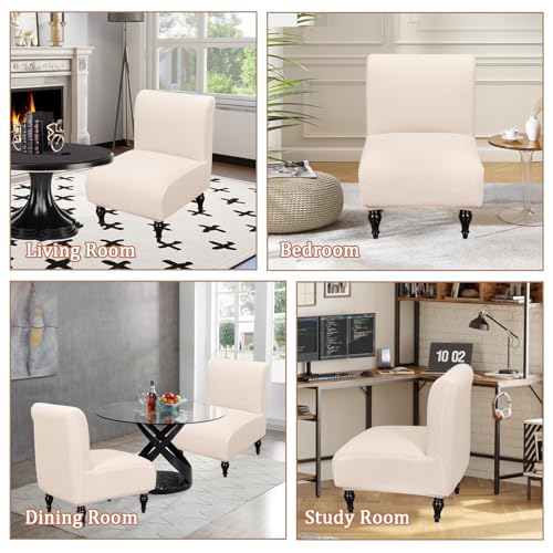 FUANGUI Armless Accent Chair Cover Slipcover, Stretch Spandex Chair Covers for Living Room Removable Washable for Armless Chair Furniture Protector - color: A8, size: 2pcs