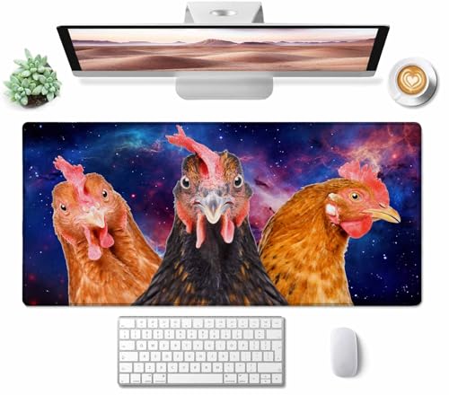 Large Extended Gaming Mouse Pad with Stitched Edges, Non-Slip Rubber Base Mouse Pad for Office, Computer, Keyboard, Laptop and Home Desk Pad 31.5X15.7 Inch Three Chickens - color: Three Chickens, size: 31.5L x 15.7W inches