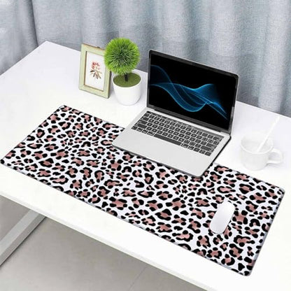 Gaming Mouse Pad, Large Mouse Pads for Women, Non-Slip Rubber Base Mousepad, Keyboard Mouse Mat, Desk Pad with Stitched Edges, 35.4x15.7inch Leopard Skin Rose Gold Pattern - color: Leopard Skin Rose Gold Pattern, size: 35.4L x 15.7W inches