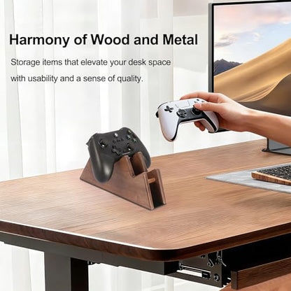 Solid Wood Controller Stand - Dual Gaming Controller Holder for Desk, Fits Xbox Series X/S, Xbox One, PS5, Switch Pro - Gamer Gift for Men