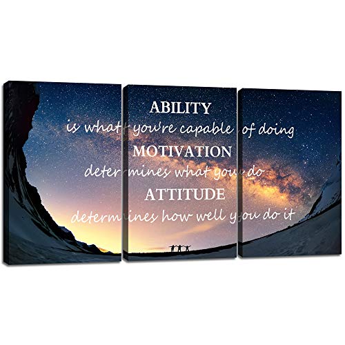 Yetaryy Large Canvas Quotes Wall Art Ability Motivation Attitude Inspirational Saying Posters and Prints 3 Piece Home Decor Entrepreneur Office Words Quote Decoration Ready to Hang - 60" W x 28" H - color: Art-08, size: 60"W x 28"H
