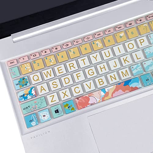 Keyboard Cover for 15.6 HP Laptop 15-fc 15-fd 15t-fd 15z-fc Series, HP Pavilion 15-eg 15t-eg 15-eh 15-er, 17z-ca 17-cn 17-cp 17z-cp Series, Litter Flowers - color: Litter Flowers