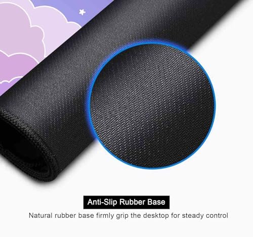 Cute Pastel Purple Desk Mat, Minimalist Large Gaming Mouse Pad Mousepad for Laplop, Kawaii Anime Desk Pad, Gradient Clouds Computer Pads, Aesthetic Stars Moon Deskpad, 31.5 X 11.8 Inch - color: Purple Clouds