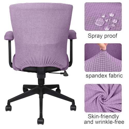 Tallew 4 Pcs Office Chair Covers Set Computer Universal Protective Stretchable Chair Seat Covers Desk Armrest Slipcovers Pads Office Cushion Backrest for Rotating (XL,Lilac Purple) - color: Lilac Purple