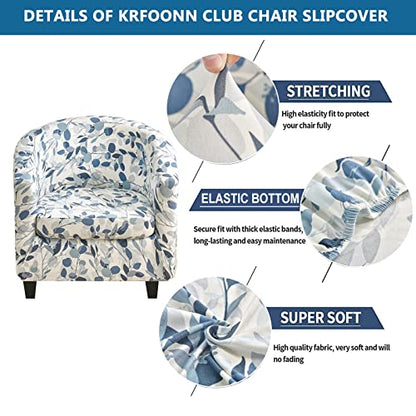 KRFOONN Club Chair Slipcover 2 Piece Stretch Printed Round Barrel Chair Covers Removable Tub Chair Slipcover with Elastic Bottom Chair Coverings Furniture Protector Cover for Living Room, A7 - color: Color A7