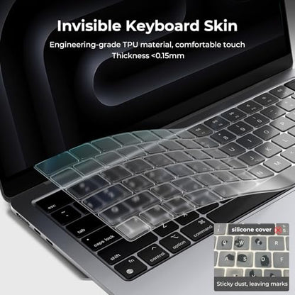 EooCoo Premium Keyboard Cover Skin Protector, Laptop Accessories Compatible with 2026 2025 2024 2023 2022 2021 M5-M1 Pro/Max MacBook Pro 14/16, M5-M2 MacBook Air 13/15, 2026 MacBook Neo 13, Clear - color: Clear