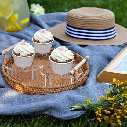 3 Pcs Acrylic Risers Round 4″ Clear Display Stands Small Cake Candle Plant Jewelry Rings Earrings Figurines Stand for Centerpieces Decor Collectibles Table Organizer - size: 4”