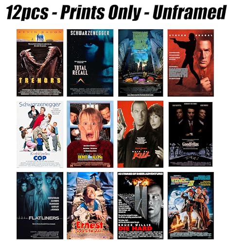 ArtDirect GalleryPack Wall Art – 12 Unframed 8x12 Movie Poster Prints from 1990, Collectible Décor for Home or Office - color: 1990 Movie Pack