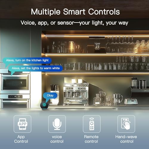 V4light Under Cabinet LED Lighting Bars, 6-Pack, Plug-in, Smart | Ultra-slim aluminum, App & Alexa control, 2700K–6500K dimmable, linkable for closet, shelf, kitchen & display cabinet