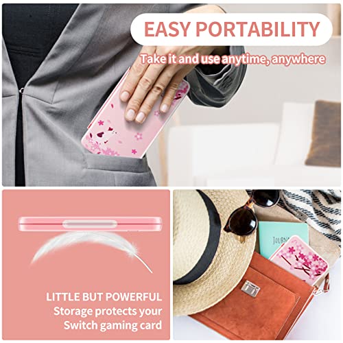 OLDZHU Cute Switch Case Holder Compatible with Nintendo Switch&Switch OLED, Pink Storage for 24 Game Cartridges and 24 Micro SD Cards - color: Cherry blossoms