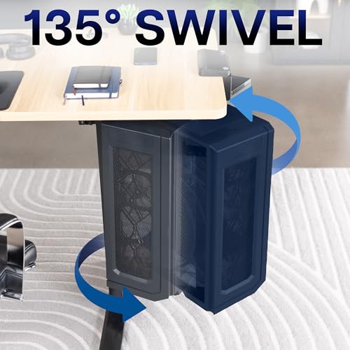 VIVO Adjustable Clamp-On Desk and Wall Installation Gaming PC Mount, USB Ports, Large Computer Case CPU Holder with Swivel Action and Secure Locking, Holds 44 lbs, Black, MOUNT-PCC2L