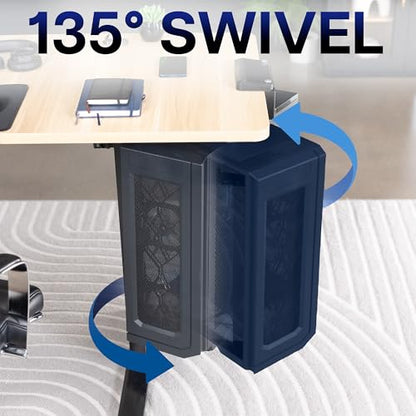 VIVO Adjustable Clamp-On Desk and Wall Installation Gaming PC Mount, USB Ports, Large Computer Case CPU Holder with Swivel Action and Secure Locking, Holds 44 lbs, Black, MOUNT-PCC2L
