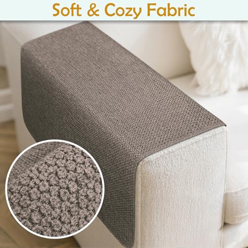 Couch Arm Covers, Waterproof Armrest Cover for Sofa, Loveseat, Armchair, Non-Slip Recliner Arm Cover, Sofa Arm Covers, Headrest Cover, Arm Chair Covers Set of 2 (Brown, 24"×20") - color: Brown, size: 24" x 20" - 2 pcs